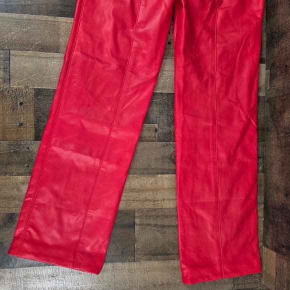 house of cb Red Vegan Leather Elenaora Trouser Pants Large Plus L+ (10-12) - Picture 6 of 11